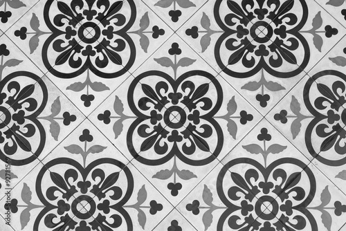 Black and White Vintage Floor Tile 