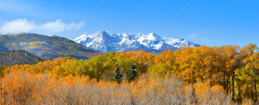 Scenic landscape of Mount Sneffles from back road Colorado 7.
