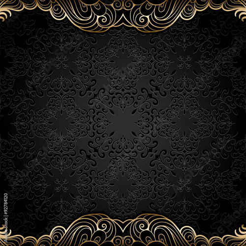 Vintage black backgjround with gold borders