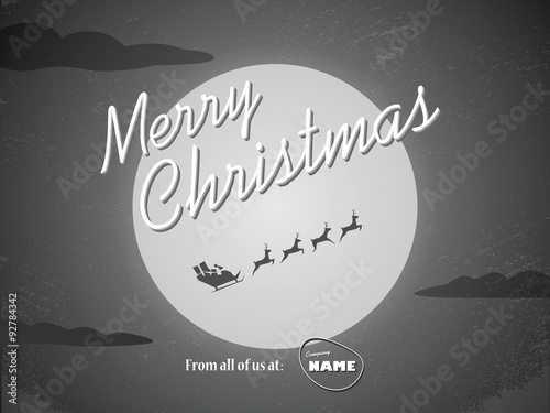 Vintage christmas card template. Classic hollywood movie ending