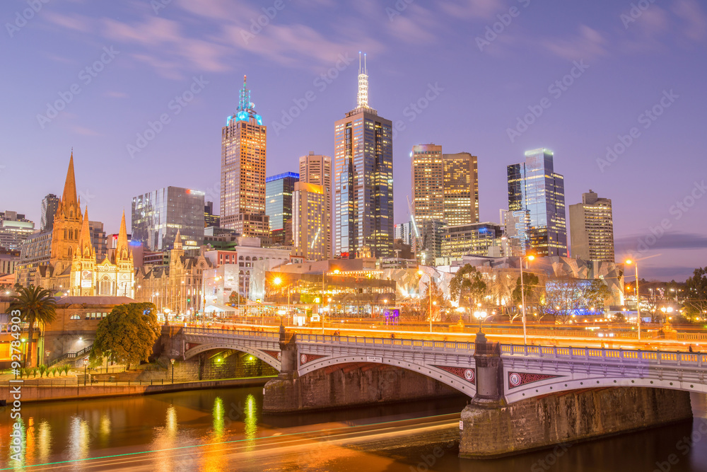 Obraz premium Melbourne cityscape at night.