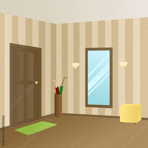 Modern interior hallway room beige door illustration vector