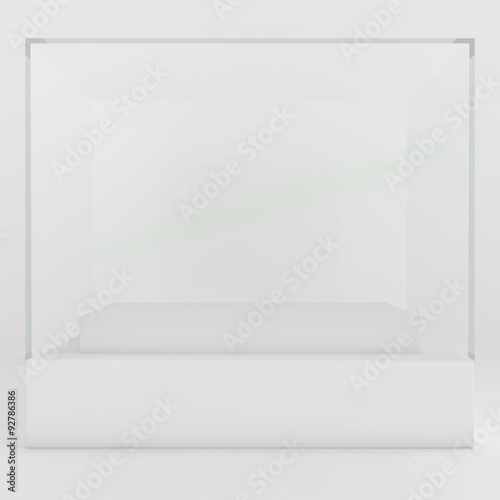 Glass Showcases. 3d render on a gray background