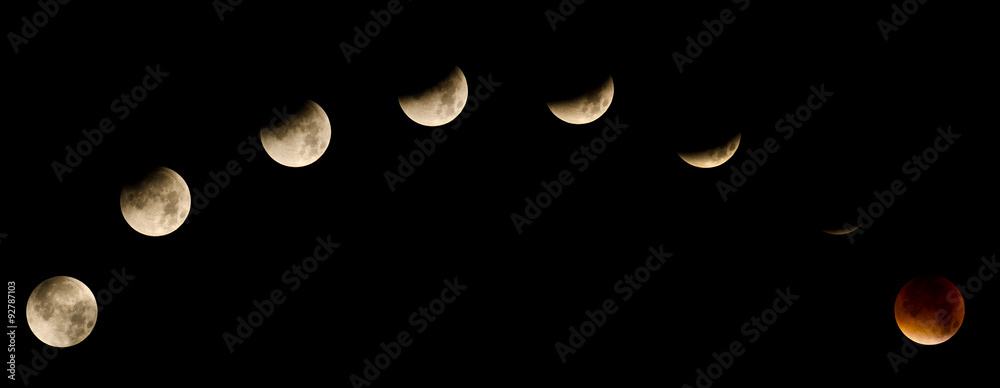 Naklejka premium Total Eclipse of the Moon on September 27 and 28th, 2015 