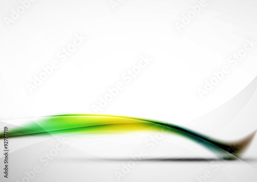 Green wave line in light space. Abstract background