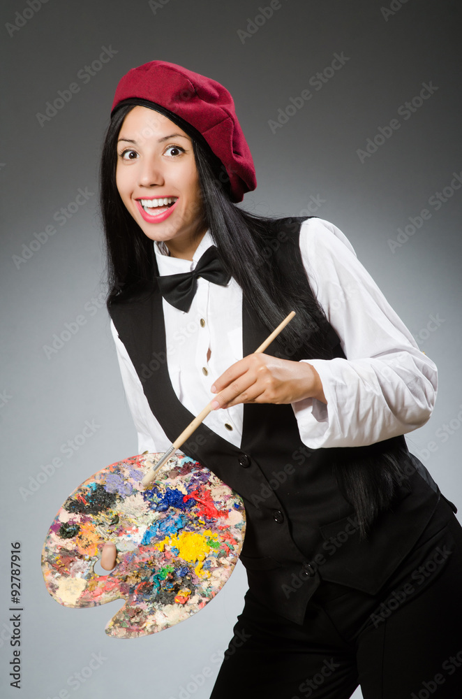 Fototapeta premium Funny artist working in the studio