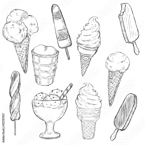 Vector Sketch Set of Ice Cream