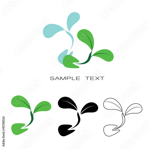 Seeding icon -  icon seeds sprout vector silhouette set. Healthy food symbol. Flat design graphic. Eco farm product sign. Green concept. Eps 10. Isolated