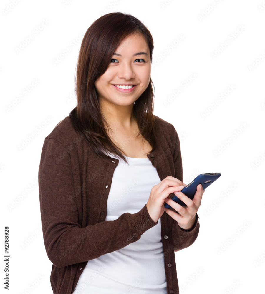 Asian woman use of the cellphone Asian woman use of the cellphone