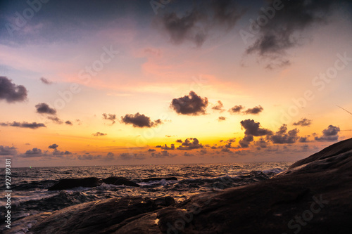   Seascape during sunset. Beautiful natural seascape