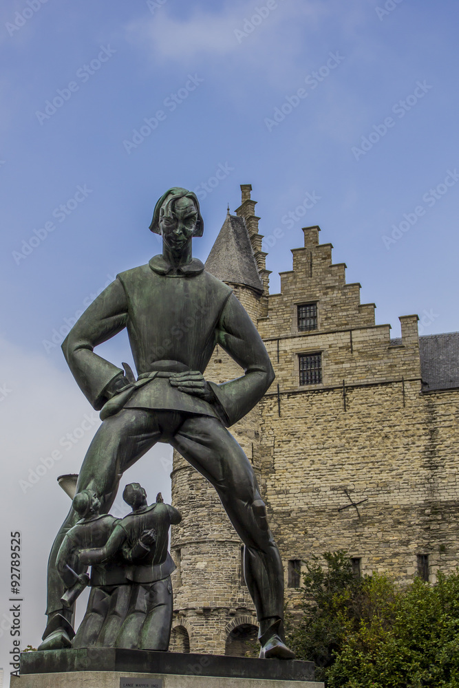 Naklejka premium Pomnik Lange Wapper, Antwerpia, Belgia