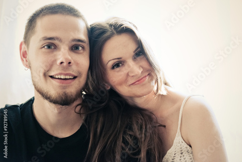 Attractive man and woman being playful