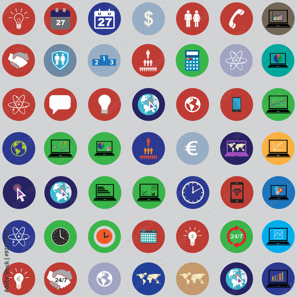 set of icons with bisiness elements in flat design set of icons with bisiness elements in flat design