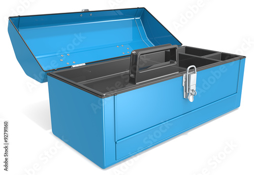 Empty Toolbox. Empty and open blue metal Toolbox. 