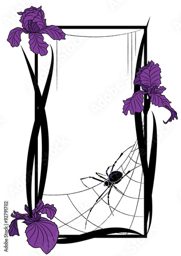 vector frame with spider and irises