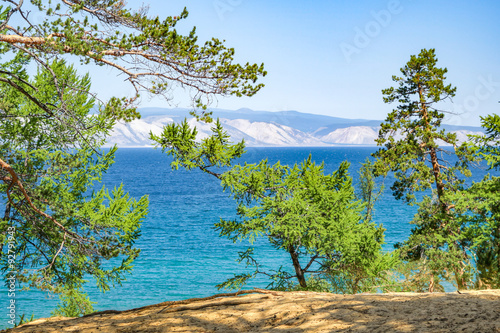 Fototapeta Naklejka Na Ścianę i Meble -  View on the mountains on Baikal lake
