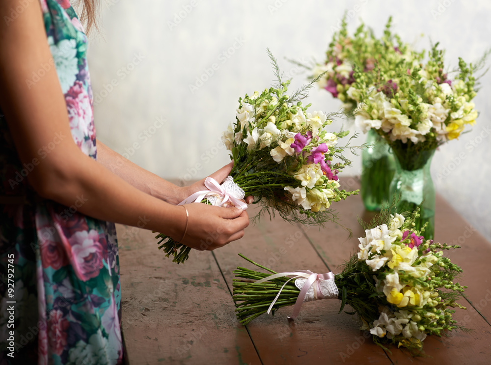 There are four nice  wedding bouquet