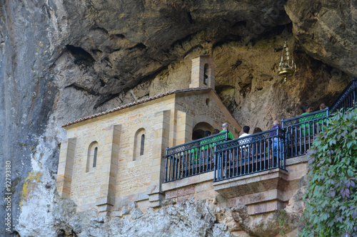 Ermita excavada en la roca, en Covadonga, Asturias photo