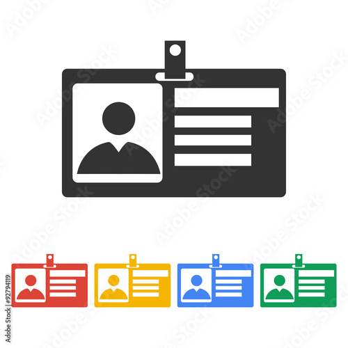 Identification card icon. Flat design style.