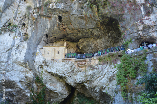 Ermita excavada en la roca, en Covadonga, Asturias photo