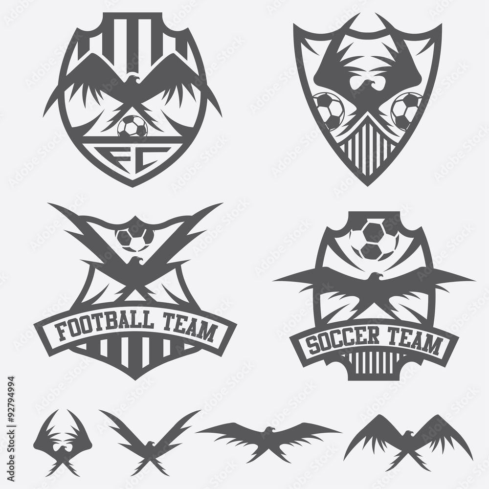 football team crests set with eagles vector design template football team crests set with eagles vector design template