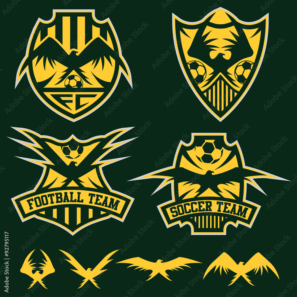 Fototapeta premium football team crests set with eagles vector design template