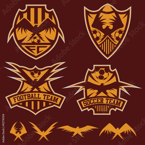 Fototapeta Naklejka Na Ścianę i Meble -  football team crests set with eagles vector design template