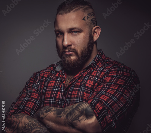 Portrait of serious bearded man.