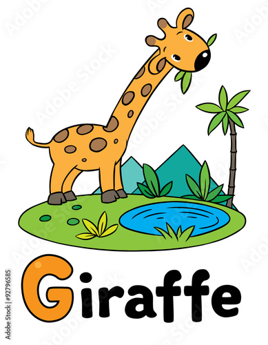 Little funny giraffe  for ABC. Alphabet G