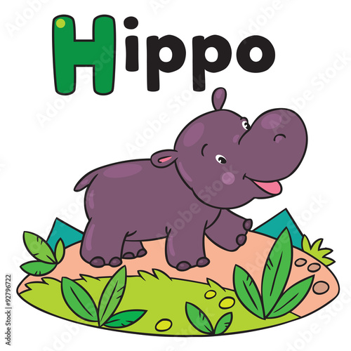 Little funny hippo, for ABC. Alphabet H