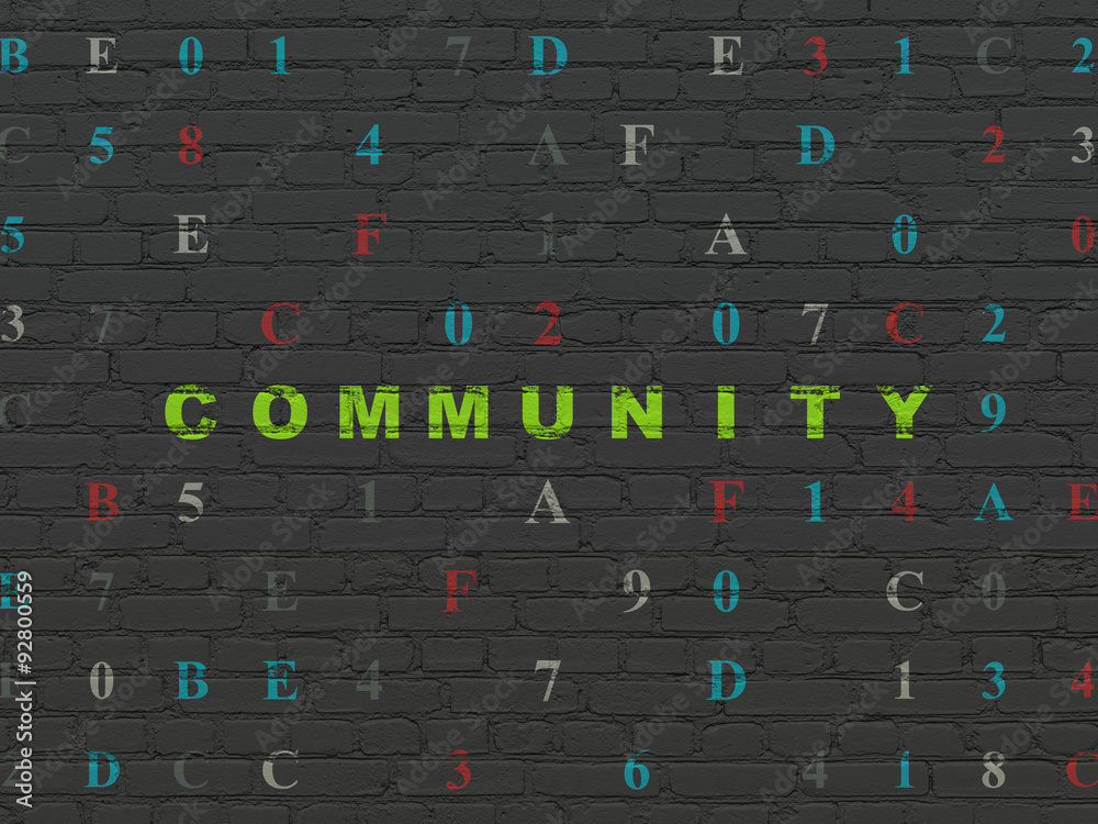 Social media concept: Community on wall background