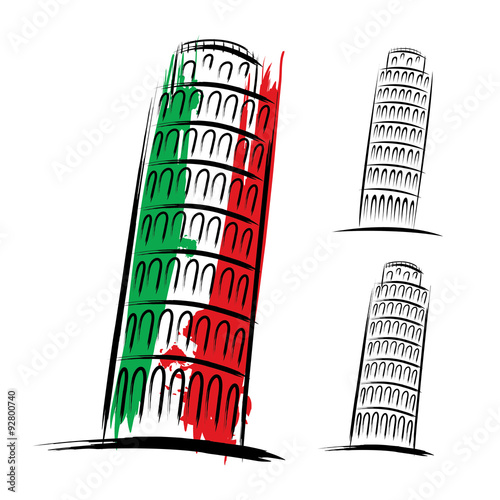 Vector pisa tower design on white background