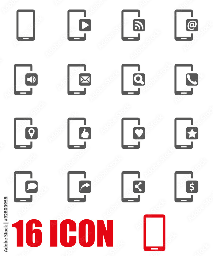 Vector grey mobile  icon set