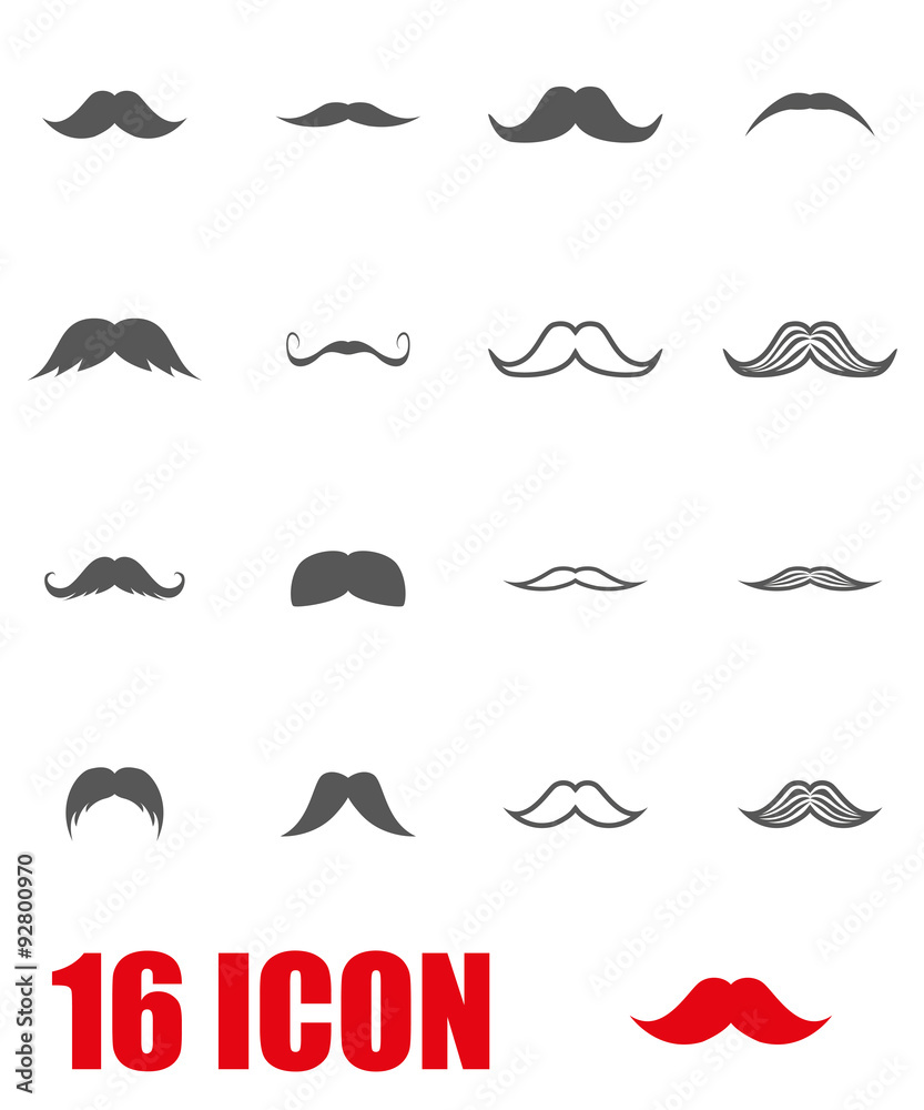 Vector grey moustaches icon set Vector grey moustaches icon set