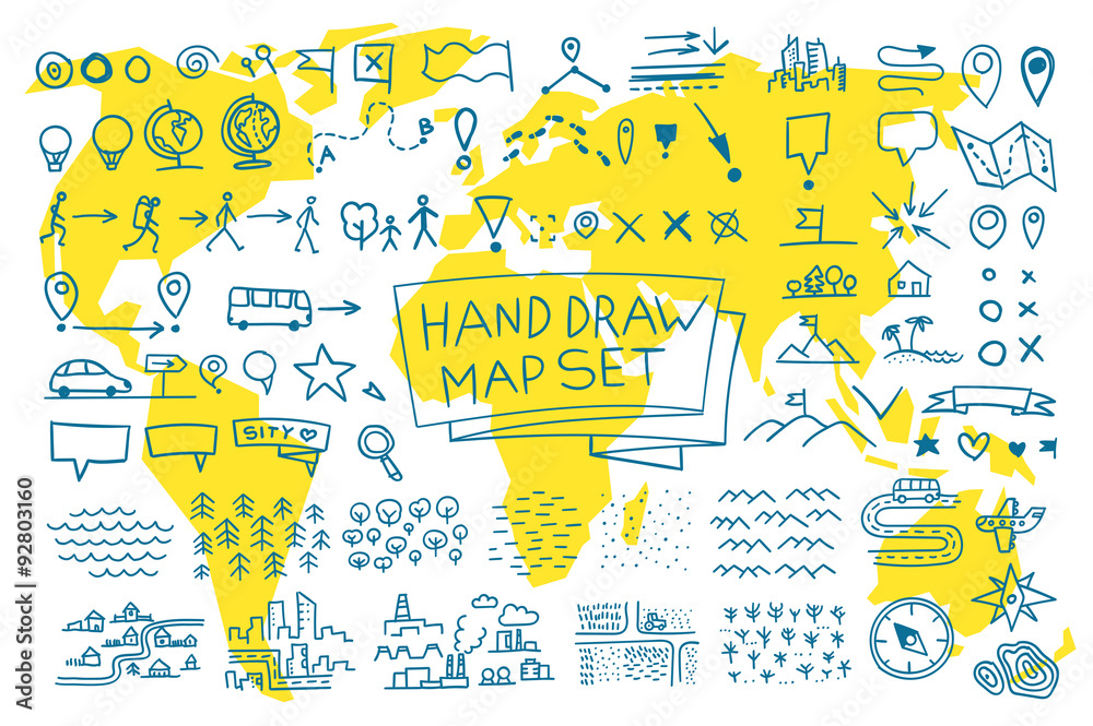 Hand draw map set elements