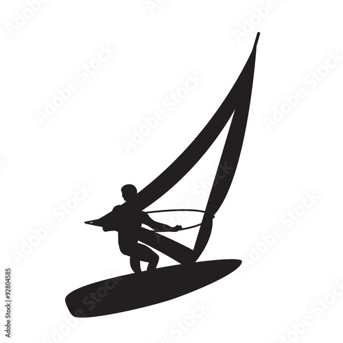 Silhouette of a windsurfer. #92804585
