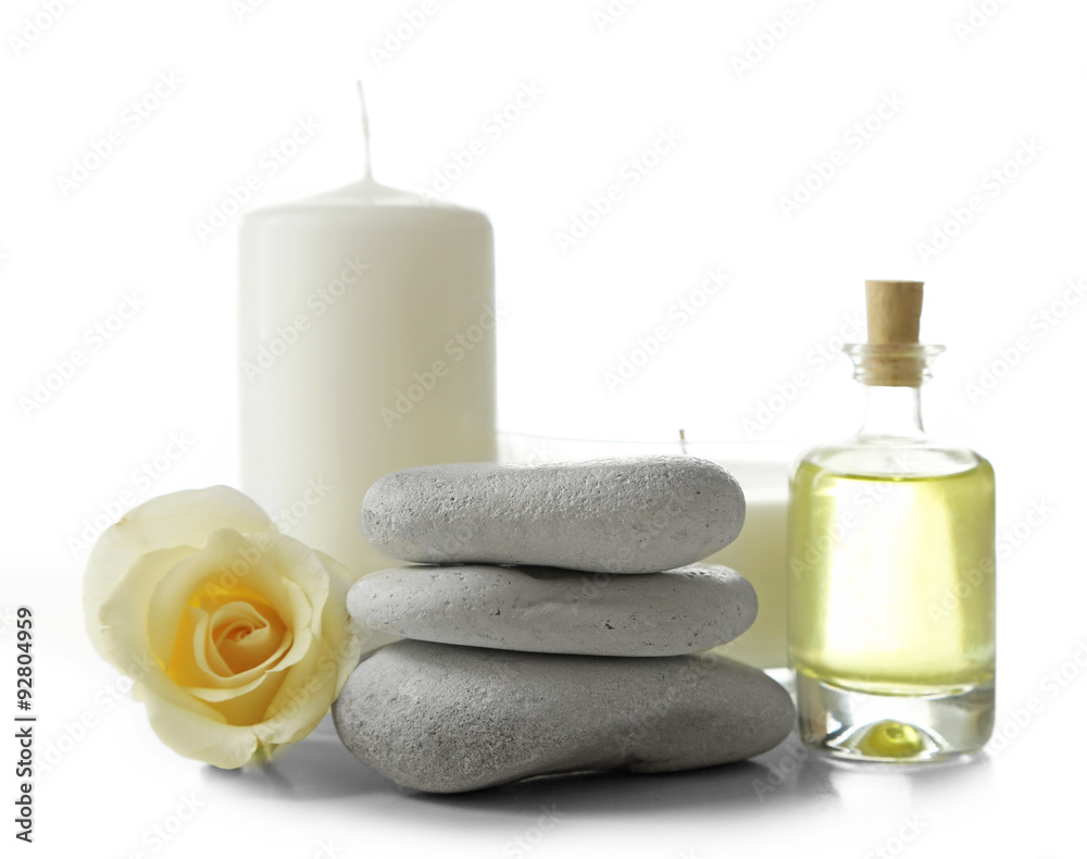 Beautiful composition of spa treatment, isolated on white Beautiful composition of spa treatment, isolated on white