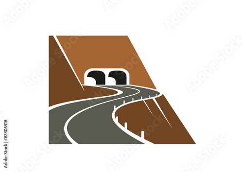 Mountainside winding road and tunnel