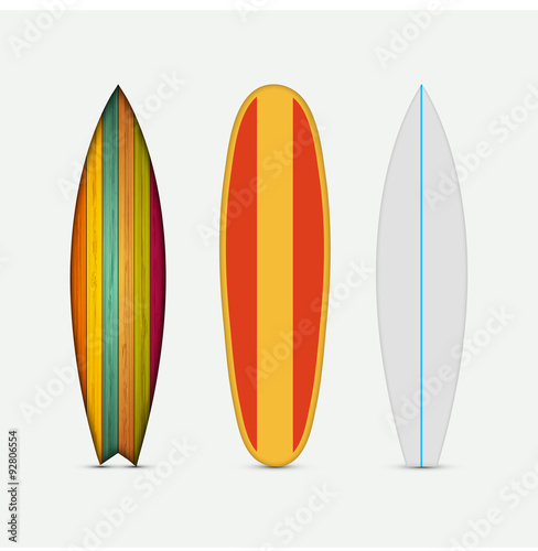 Vector modern colorful surfboard set photo