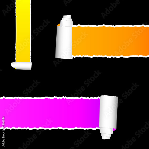 tearing paper set vector on black