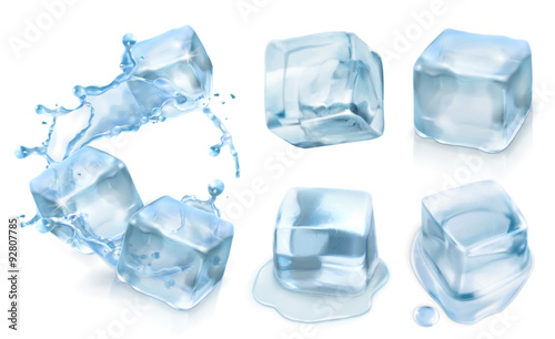 Ice cube, vector set with transparency © Natis
