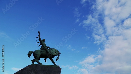 Floating clouds over monument of Salavat Yulayev photo