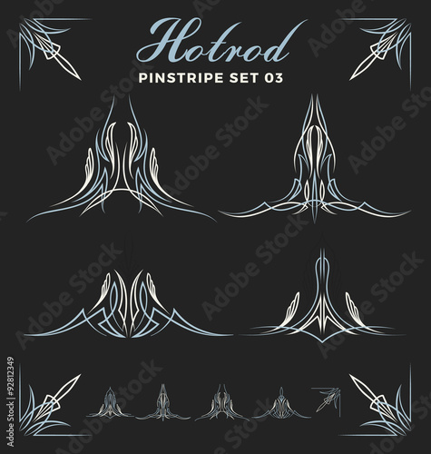 Set of vintage pinstripe line art. include un-expand path. use for vinyl sticker, painting template, tattoo. Vector illustration photo