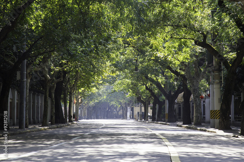 Empty street in sunlight