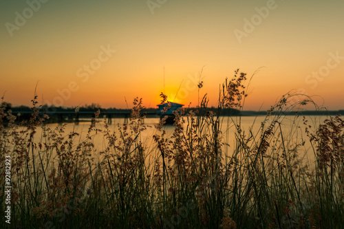 Sun rises over the dam