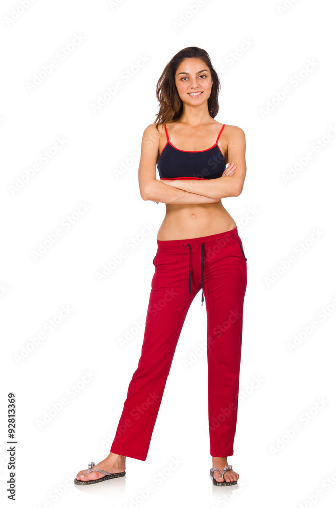 Fototapeta premium Woman in sport concept isolated on white