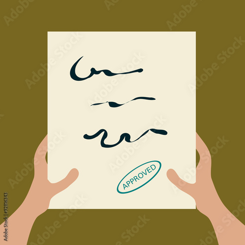 Papers with the stamp approved in the hands
