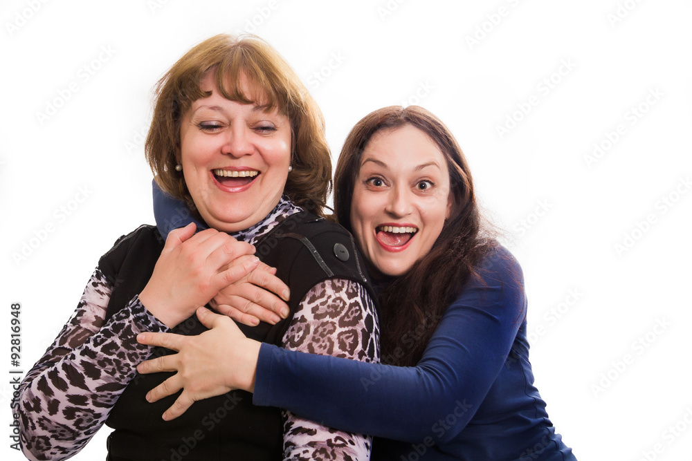 Kind mother and her happy adult daughters Kind mother and her happy adult daughters