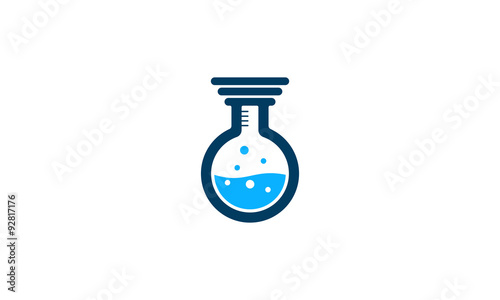 illustration logo combination from pillar with lab tube vector logo design concept