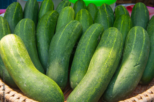 fresh green cucumber collection outdoor on market
